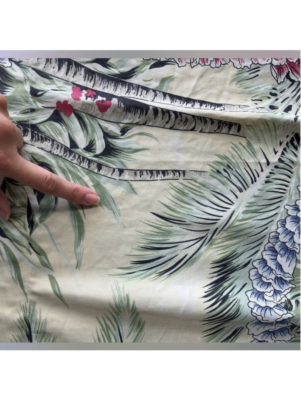 Hawaiian Silk Wrap Skirt Tommy Bahama Palm Floral Mini - green pink -small - Picture 7 of 12